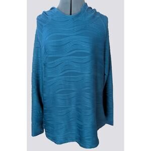 Plus Size Blue Wavy Textured Activewear Hoodie - Size 1X